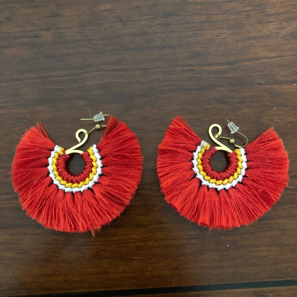 Feathered Statement Earrings - image 2